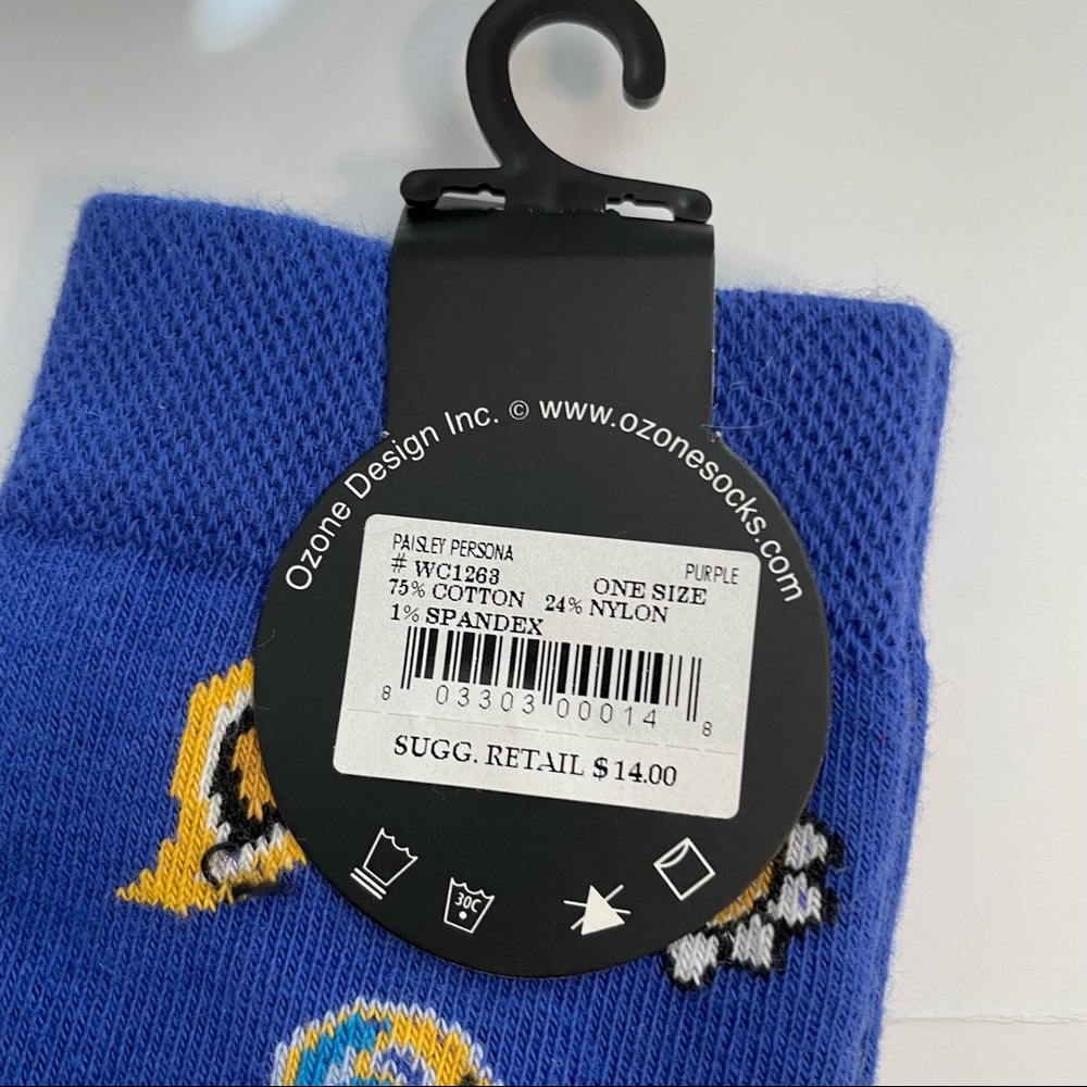 Ozone Socks Paisley Persona Blue Gold Socks - Picture 3 of 4